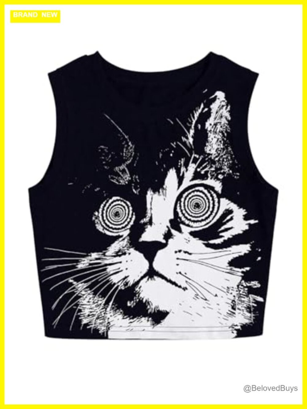Floerns Women's Animal Print Crop Tank Top Crew Neck Sleeveless Goth Punk